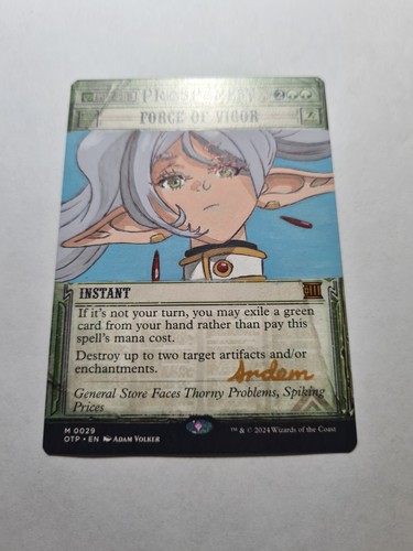 FORCE OF VIGOR FRIEREN MTG MAGIC ALTERED ART HAND PAINT DEMIAN SOLIS - Picture 5 of 12