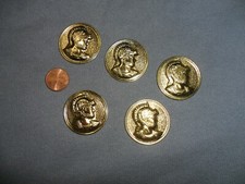 Vintage Goldtone Large Metal Faux Roman Coin Charm or Pendent - Made in the USA