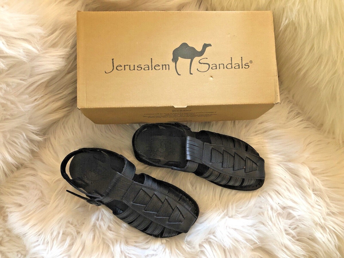Leather Fisherman Sandals by Jerusalem Mens 40/ US. 7 Blk | eBay