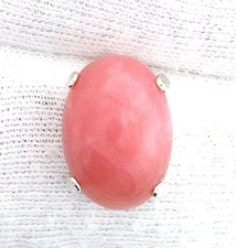 Sterling Silver Oval 14x10 Pink Opal Cabochon Cab Gemstone Gem Stone Tie Tack