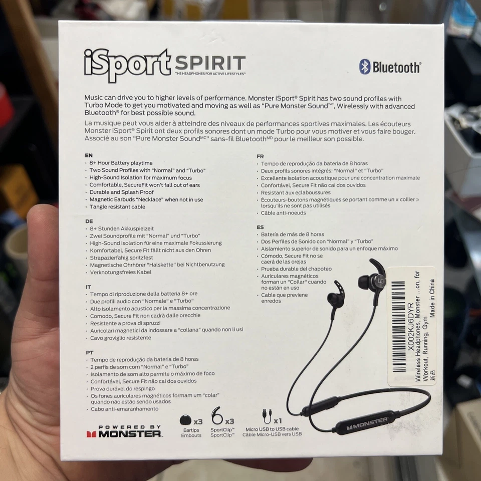 Monster iSport Spirit Wireless Bluetooth Headphones Built-in Mic 8H Playtime - Image 2 of 4