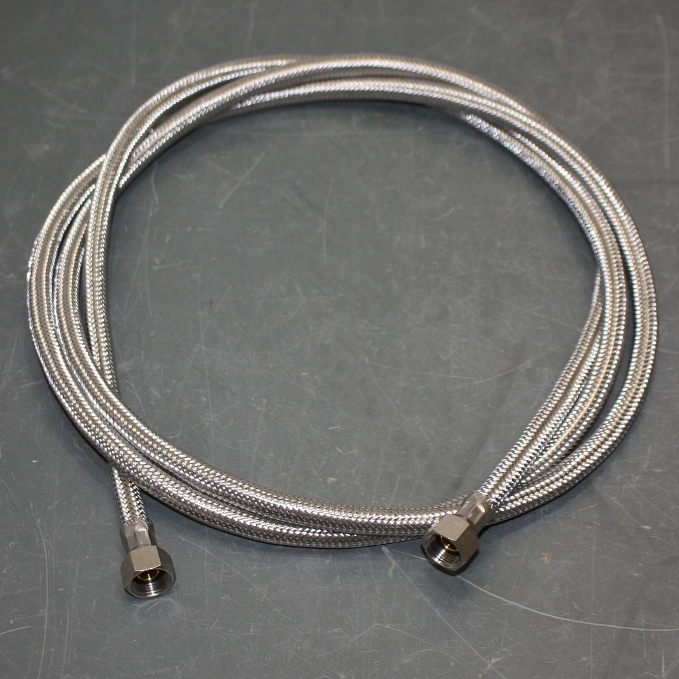 (50) Mangueras de línea de suministro de agua BRUSE 3/8" FIP x 8 pies, DN8 trenzadas de acero inoxidable Foto 3 de 4