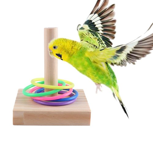 IQ Training Playground Bird Chew Toy Parrots Platform Stacking Color Ring Toys - Picture 4 of 12