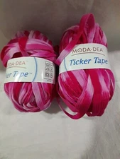 Moda Dea Ticker Tape Yarn Pink Passion Lot 09 Skein Italy 1.76 oz 100%  Nylon