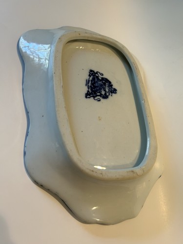 Vintage Victoria Ware Ironstone Flow Blue Cheese Dish / Cover - Picture 9 of 18