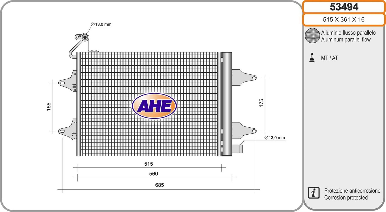Condenseur de climatisation pour VW Fox 1.2 et 1.4 berline 3 ou 5 portes