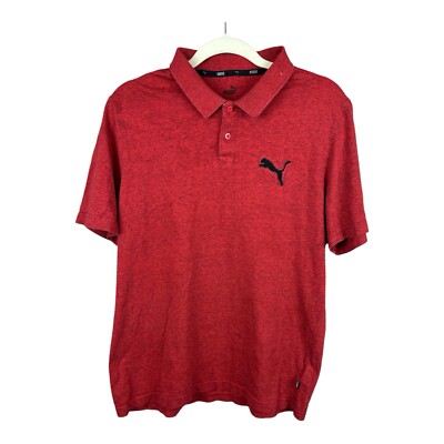 Men's Puma Polo Shirt Large Red Gradient Short Sleeve Cotton Casual | eBay