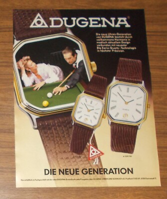 Seltene Werbung DUGENA Quartz Uhren - Die neue Generation - Billard 1981