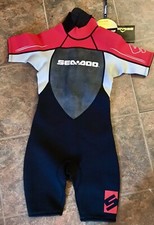 NWT SEADOO 4 WAY FLEX STRETCH Youth Size 10 Wetsuit short sleeve Red Black