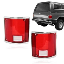 For Chevy C10 K20 GMC Sierra 1973-91 Tail Lights Tail Lamps w/Chrome Bezel Pair
