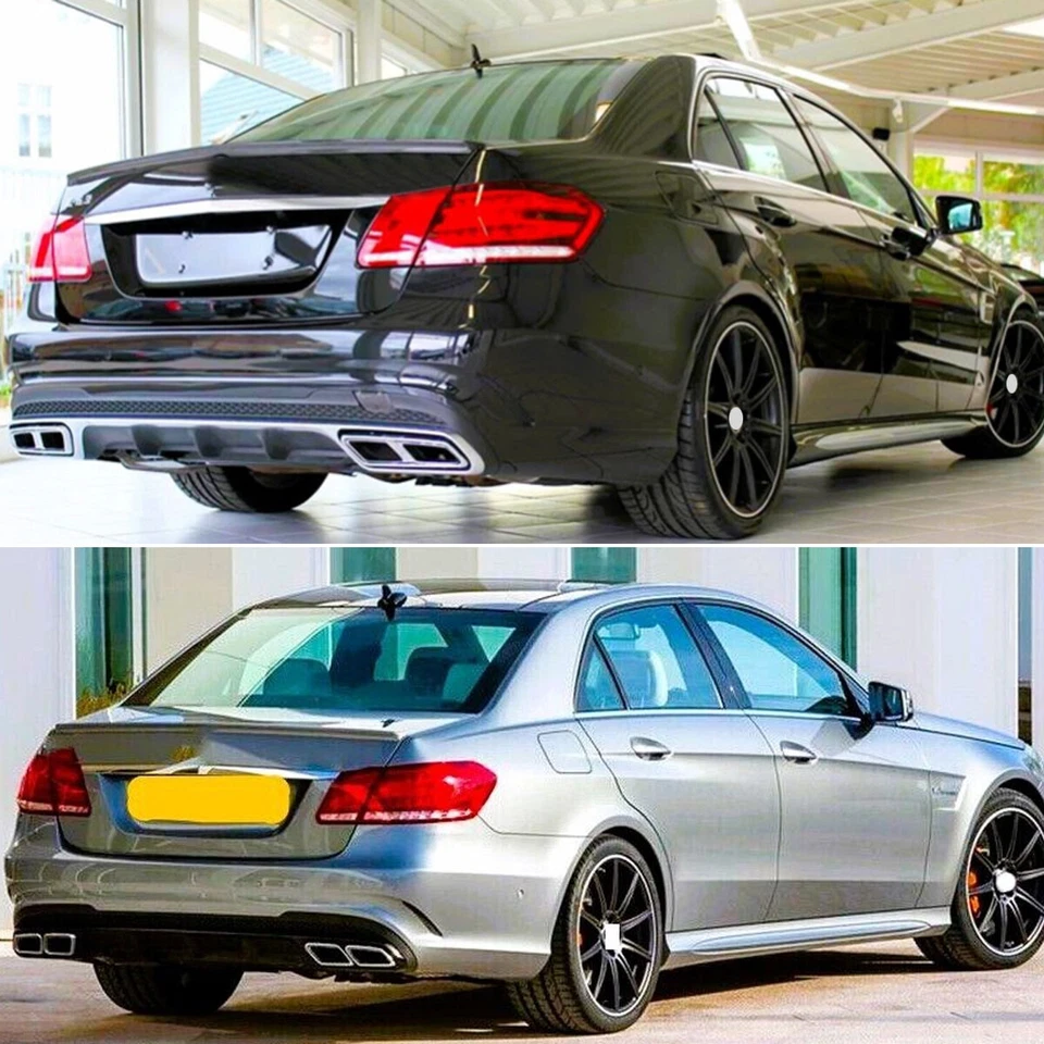 E63 Style Rear Bumper Diffuser Chrome Exhaust Tips For Mercedes E W212 2013-2016 Foto 4 de 4