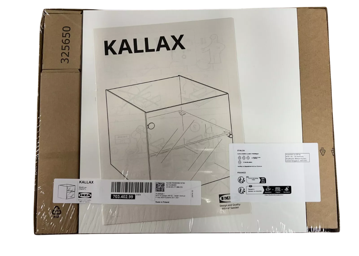 New IKEA KALLAX White Insert with Glass Door 33x33 cm (13x13