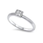 Square Knuckle Fashion Clear Cubic Zirconia .925 Sterling Silver Ring Size 5-10