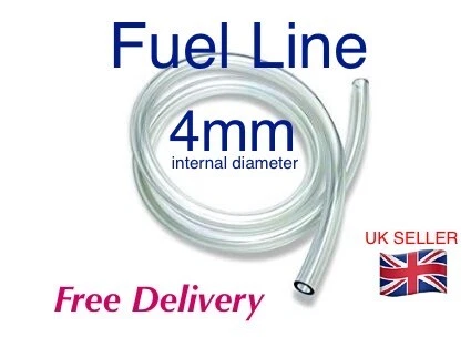 4mm id CLEAR PETROL OIL FUEL PIPE HOSE LINE. -* 1 Metre Length ✅