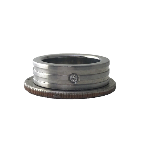 Breiter Ehering Clessidra Edelstahl mit Zirkonia 6 mm Größe 5,75 - Bild 9 von 10