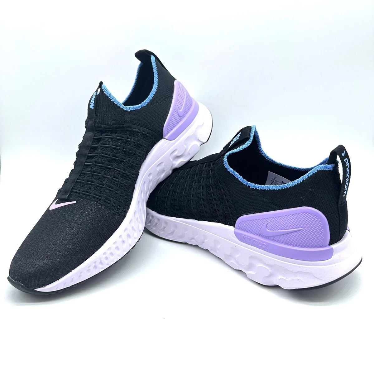 Nike React Phantom Run Flyknit 2 Shoes Black Purple DZ5213 001