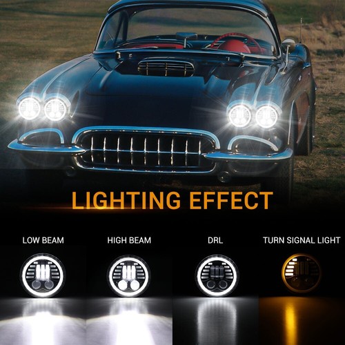 4 PIEZAS 5.75" 5-3/4" LED Faro Hi-Lo DRL Fluido Señal de Giro Lámpara Para Kenworth - Imagen 2 de 12