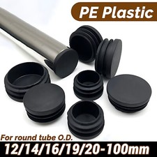 12mm 100mm Round Plastic Black Blanking End Cap Caps Tube Pipe Inserts Plug Bung