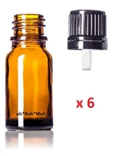 Euro Dropper + Bottles for cosmetic & essential oils - 10 ml |6 pack| Amber/Blue