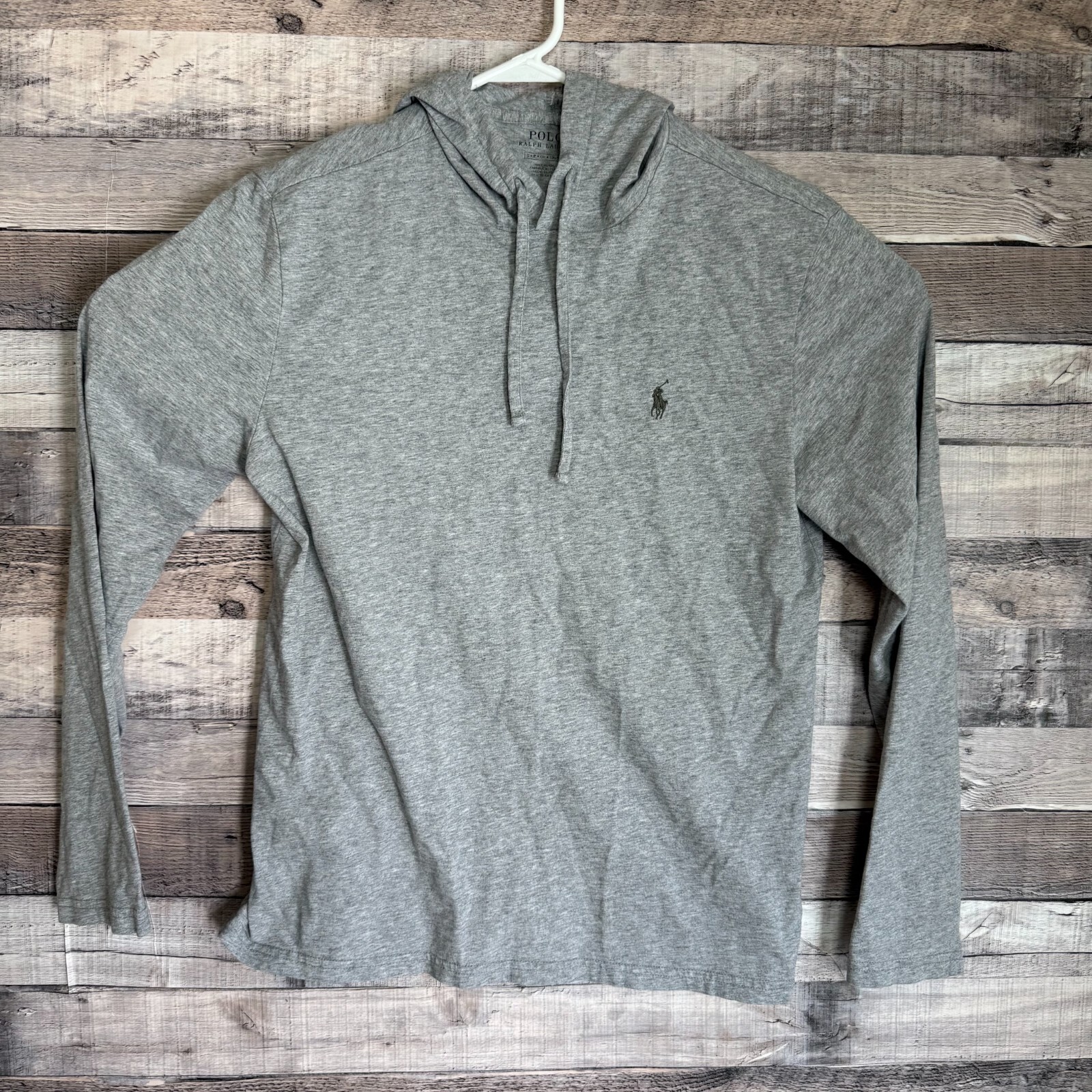 Polo Ralph Lauren felpa con cappuccio uomo piccola grigia leggera camicia pony casual