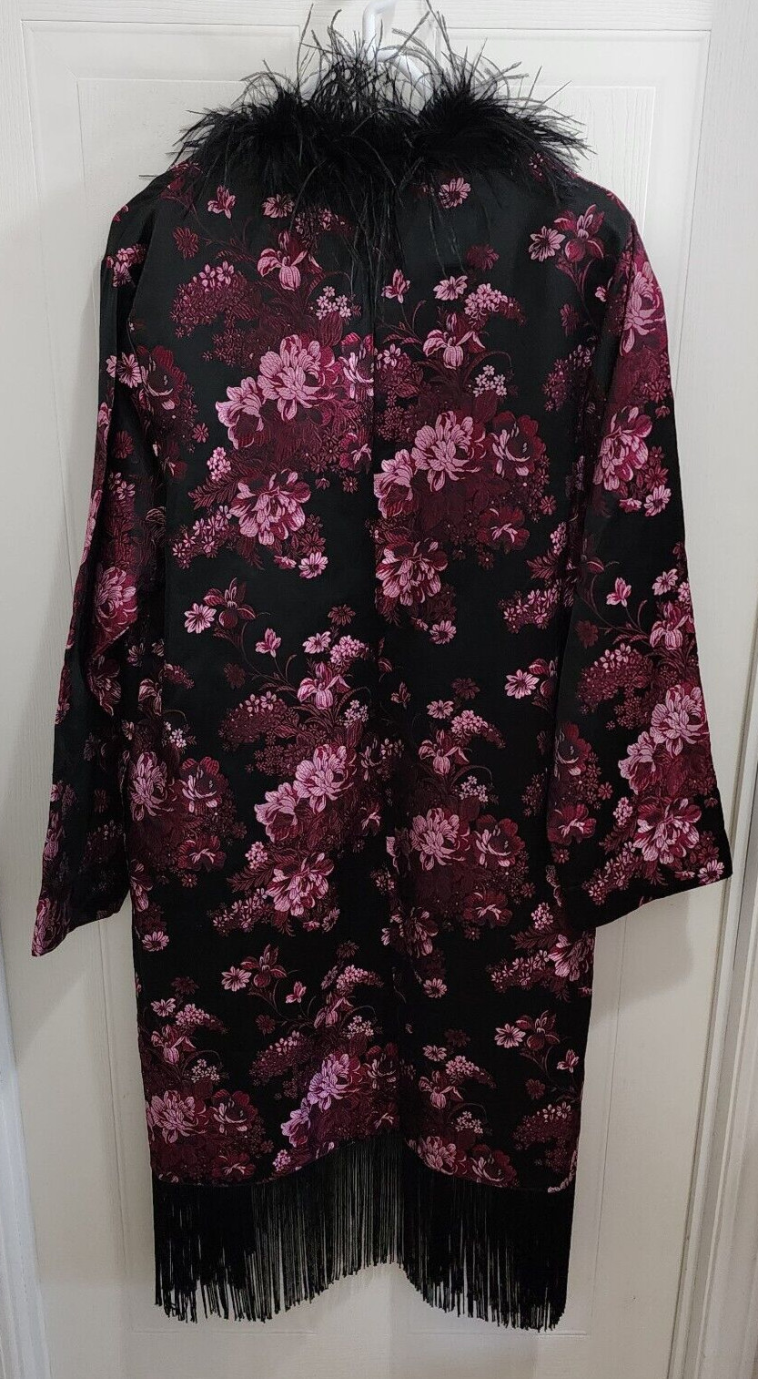 Fredericks Of Hollywood Open Robe Feather Boa Embroid… Gem