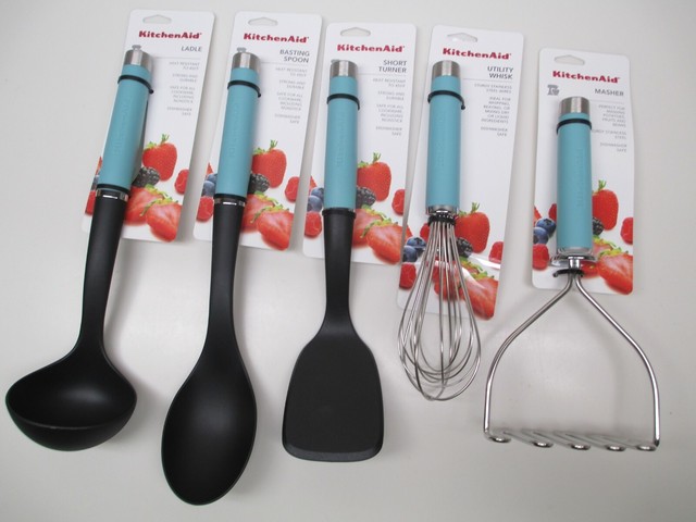 Kitchenaid Style Aqua Sky With Black Kitchen Utensils Haqa For