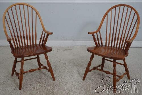 LF67543: Set of 10 Solid Cherry Loop Back Windsor Dining Room Chairs - Picture 2 of 24