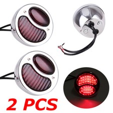 Pair Model A Taillight Tail Light Lamp Polished Stainless Steel For Ford 1928-31