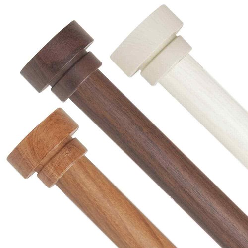 28-48 in. Adjustable Single Faux Wood Curtain Rod in Dark Walnut