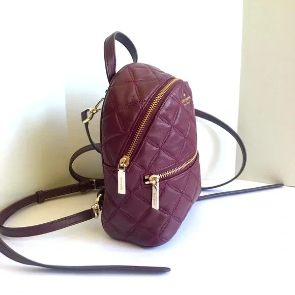 Kate Spade Mini Natalia Quilted Leather Convertible Backpack ? Cherrywood $339 Kate Spade Natalia Mini Convertible Backpack CherryWood  main image 4