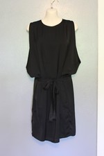 Vince Black Satin Sleeveless Tie Waist Dress XS