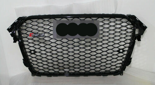 RS4 Honeycomb Grille For 2013 15 2016 Audi A4 B8.5 S4 Black Grill Rings - Bild 1 von 12