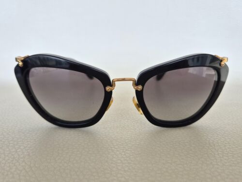 MIU MIU Women's Sunglasses Butterfly Black Frame Gray Lens SMU 10N 1AB-3M1 55x24 - Picture 2 of 7