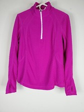 Tek Gear Women's Fleece Pullover Activewear Jacket Lightweight Sz L 1/4 Zip Pink