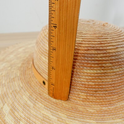 Wide Straw Woven Sun Hat Summer Beige Tan Chumash Floppy  display picture 1