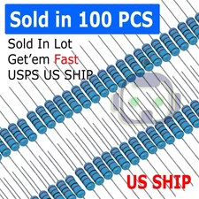 100PCS 1/4W 0.25Watt Metal Film Resistor ±1% (1Ω to 9.1MΩ Ohm Resistance) USA