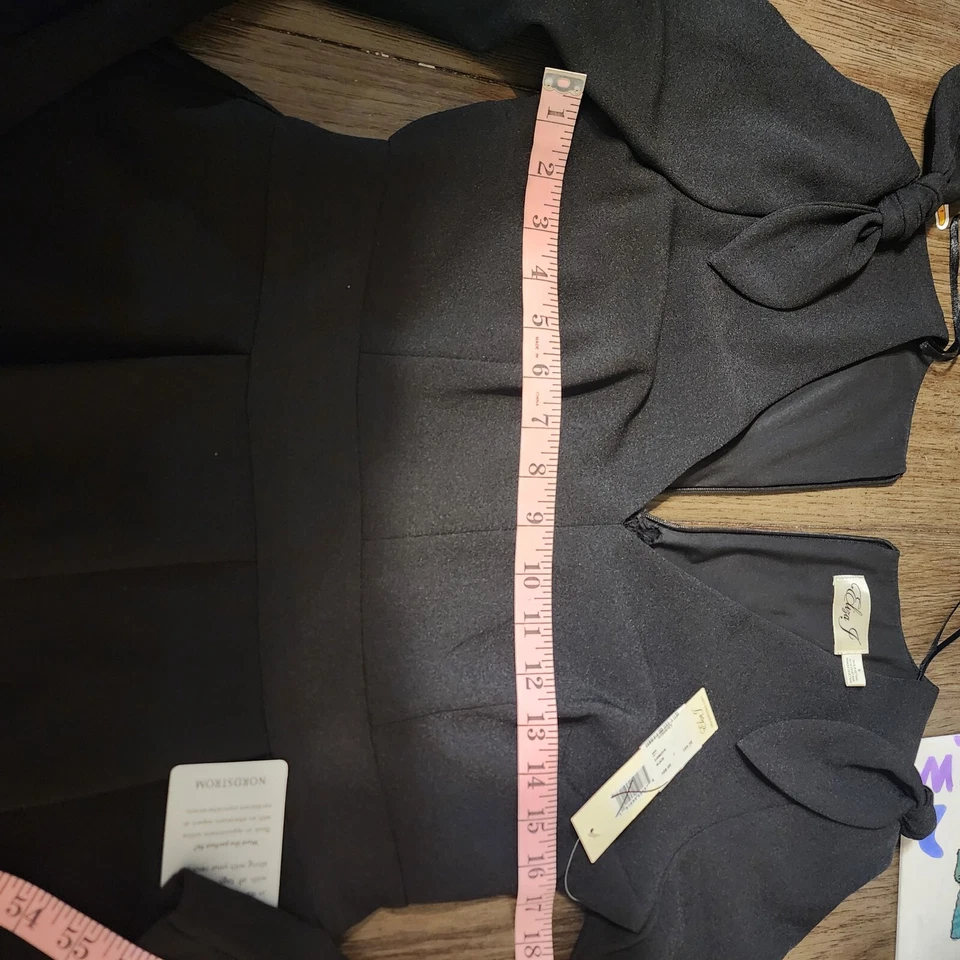 Mono de crepé Eliza J manga abertura pierna ancha nuevo con etiquetas negro talla 6 Foto 4 de 4