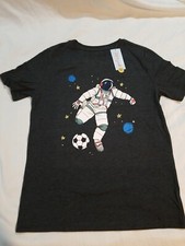 Boys Soccer Astronaut Graphic Short Sleeve T-Shirt Cat Jack Gray XXL 18