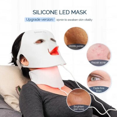 Therapie Maske Gesichtslicht LED Hals Haut Photonen Verjüngung Gesichtsbehand...