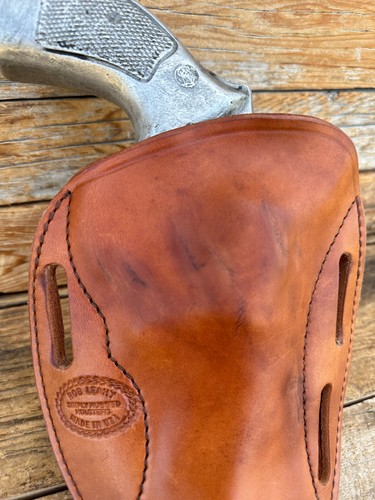 Rob Leahy Simply Rugged Brown Leather OWB Holster For S&W N Frame Revolver 4" - Picture 3 of 3