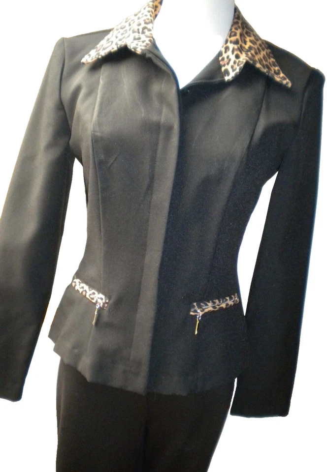 Brioche/California Mujer Junior 3 Pantalones Suite Negro Poliéster Estampado Animal Borde Foto 2 de 4