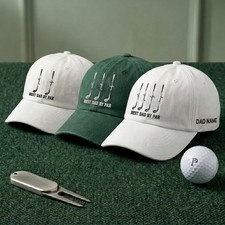 Personalized Best Dad By Par Embroidered  Cap...