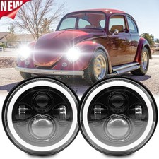 Pair 7-Inch Round LED Headlights Hi/Lo Sealed beam Light Fit for VW Beetle