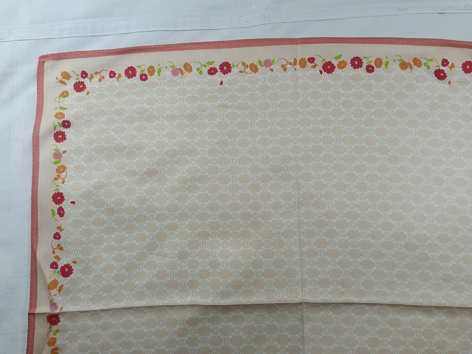 Bufanda de algodón Celine Paris bufandas diadema logotipo vintage patrón monograma 19"x19" Foto 3 de 4