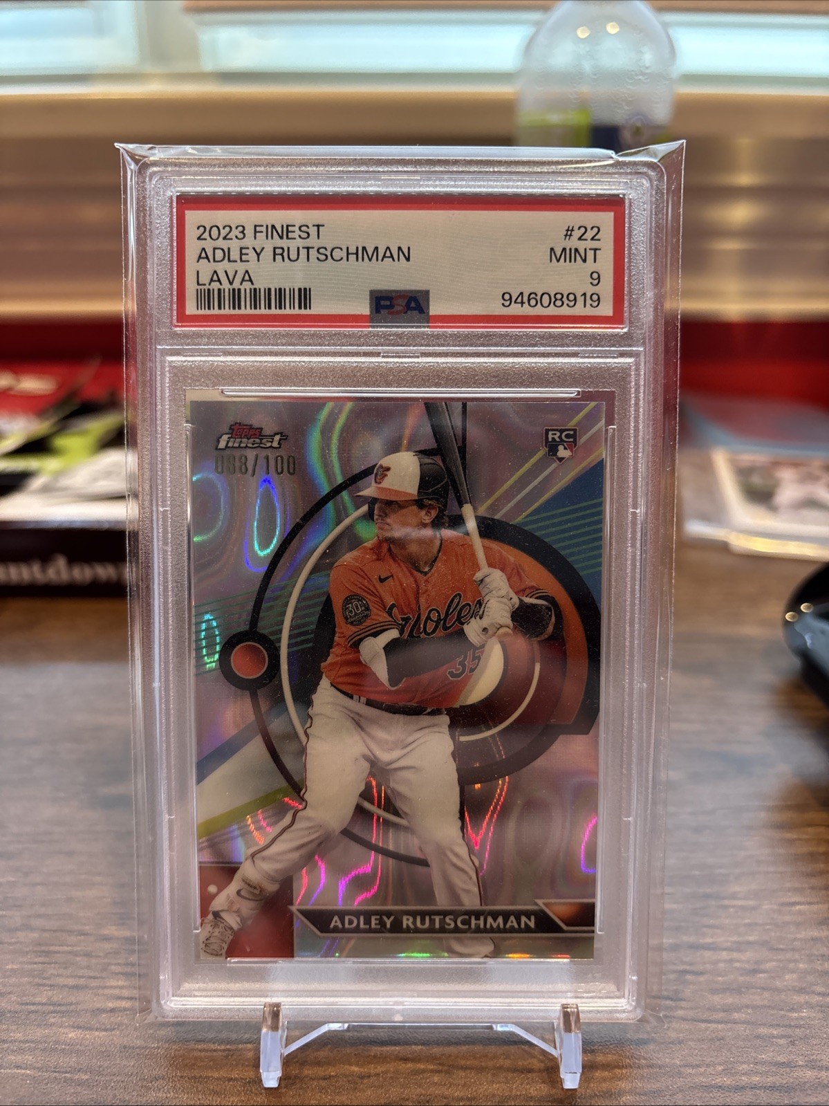 Adley Rutschman 2023 Topps Finest Lava Refractor RC #/100 PSA 9 #22 Orioles