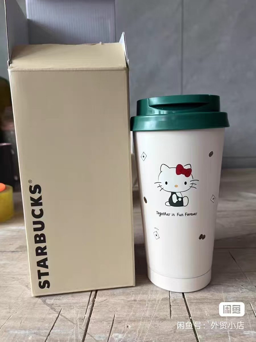 Starbucks Cream and Green Hello Kitty Tumbler s-l400.jpg main image 2