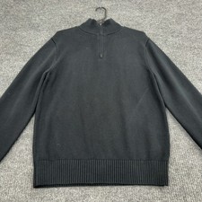 J.Crew Sweater Mens M Black Cotton Quarter Zip Mock Neck Classic Casual