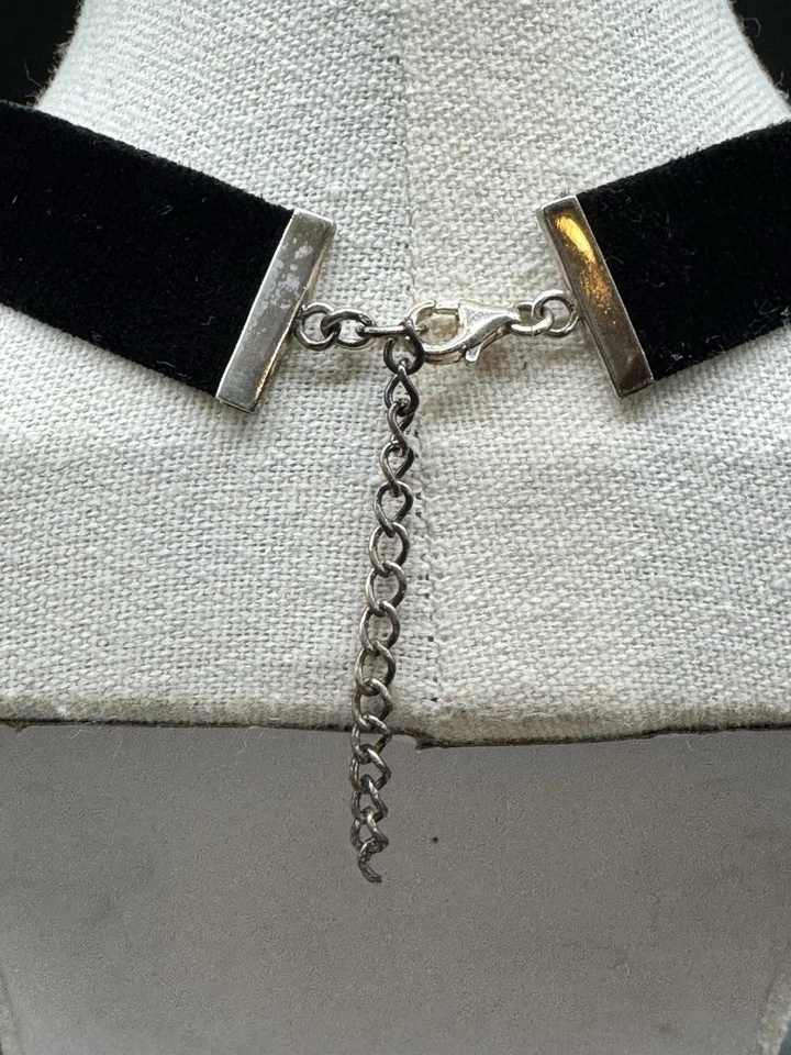 925 Silver Snowflake Pendant Velvet Choker Gothic Vintage Thailand Foto 4 de 4