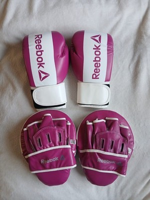  REDUZIERT rosa/lila und weiß Reebok Boxhandschuhe Set Fitness Zubehör