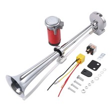 12V 150DB Air Horn,Chrome Zinc Single Train Trumpet Truck Air Horn with Compr...